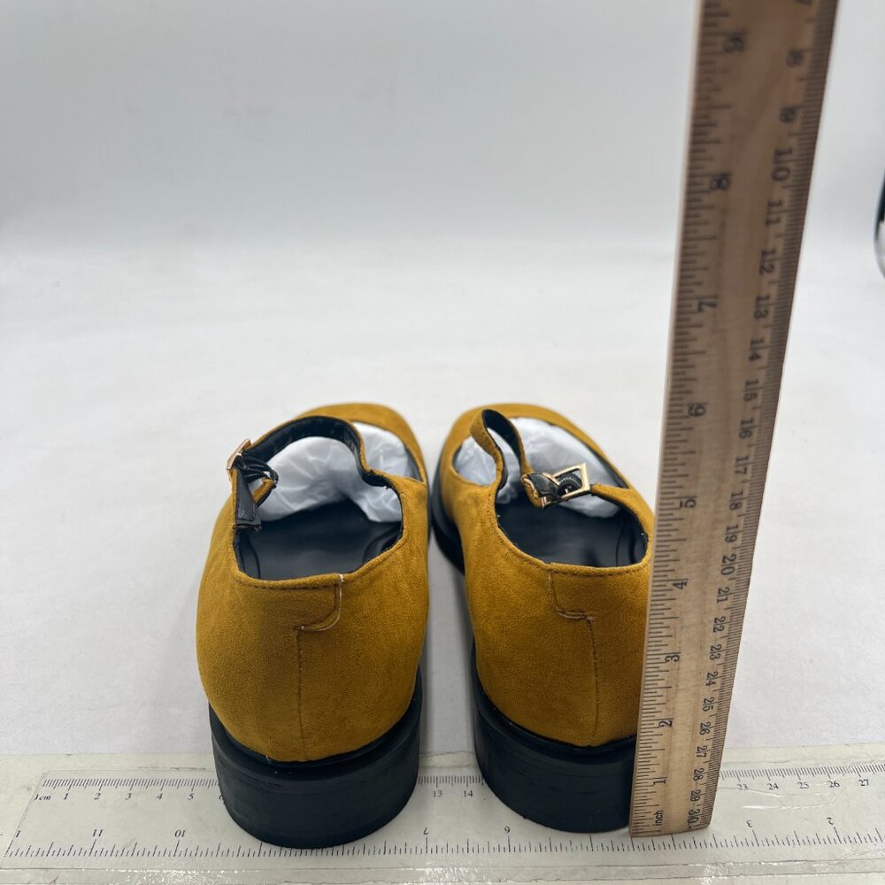 XYD Olive Low Heel Mary Janes Square Toe Slender Strap Chunky Pumps Casual Shoes - Picture 5 of 8